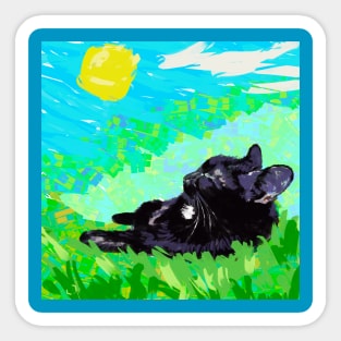 Black Kitten on a Sunny Day Sticker